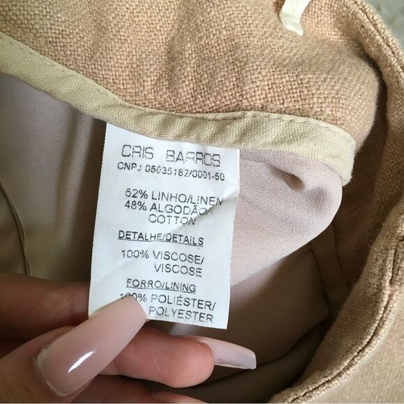 Cris Barros Womens Linen Blend High Rise Mixed Media Trouser Pants Peach Size 6 - Picture 7 of 11